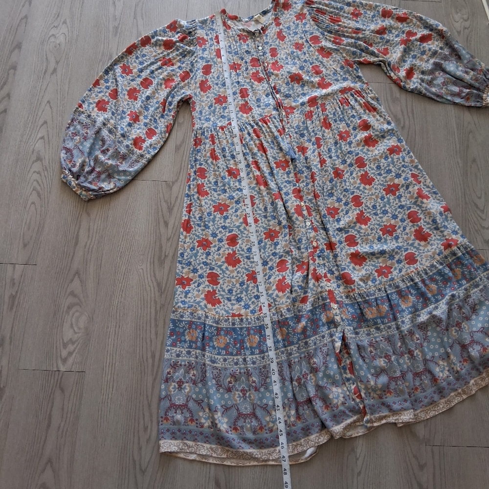 Spell Village Button Down Midi Dress In Sky - Picture 14 of 16
